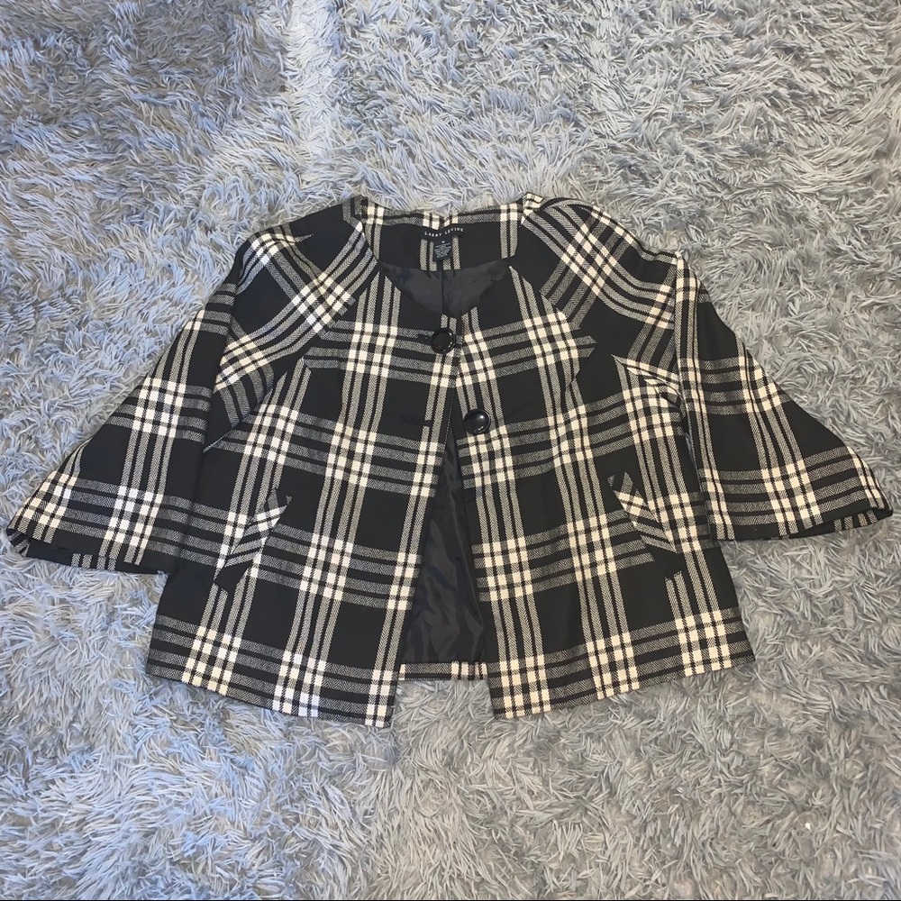 Plaid quarter sleeve jacket/cardigan